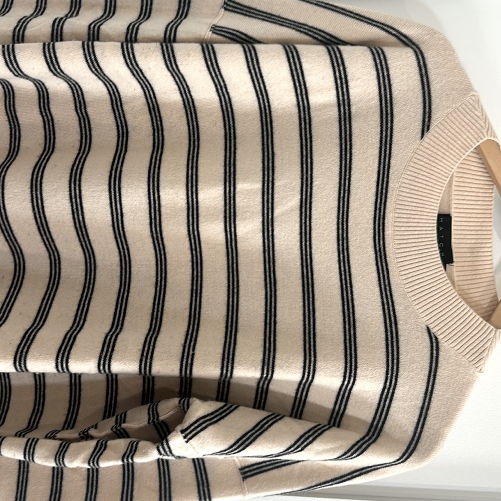 Hatch Maternity Crew Neck Sweater in Cream and Black - Picture 2 of 5